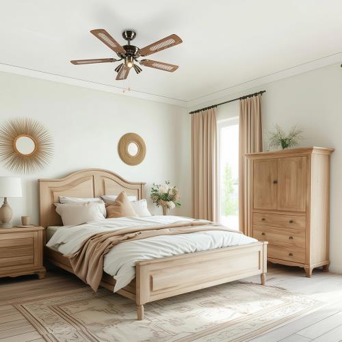 Bronzový stropní ventilátor s dřevem 110 cm 3-světla s tahovým spínačem - Mistral